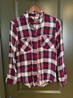 Lucky Brand Red and White Plaid Button-Down Shirt
